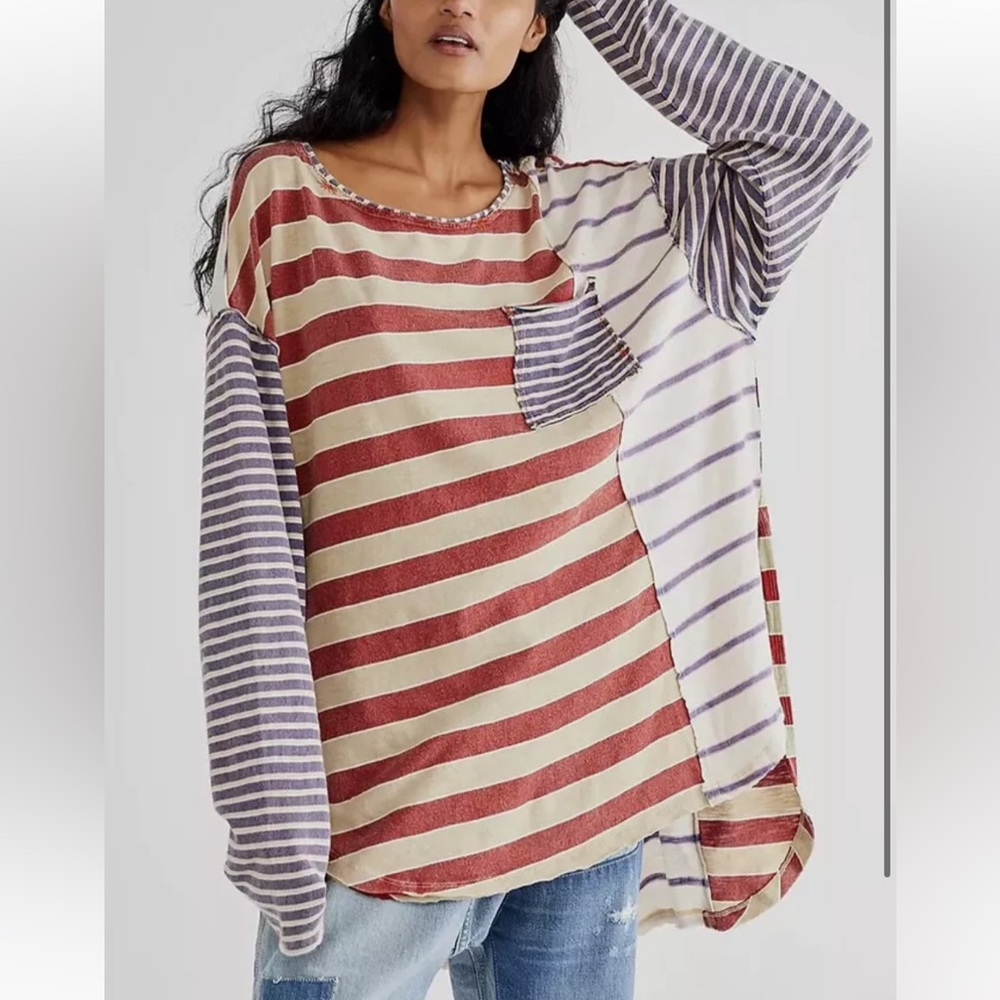 free people long sleeve multi colored top / tunic